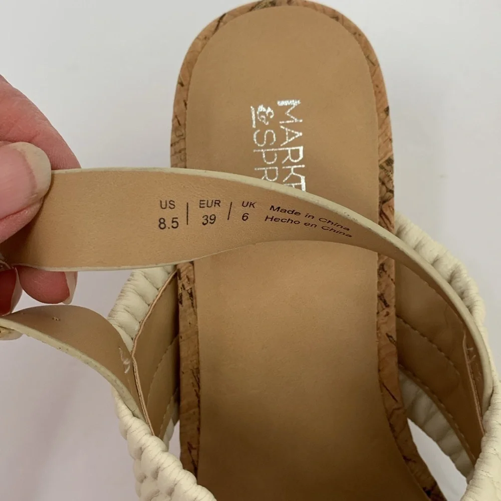 Market & Spruce Jayna cork wedge sandals cream criss cross strap shoe new 8.5